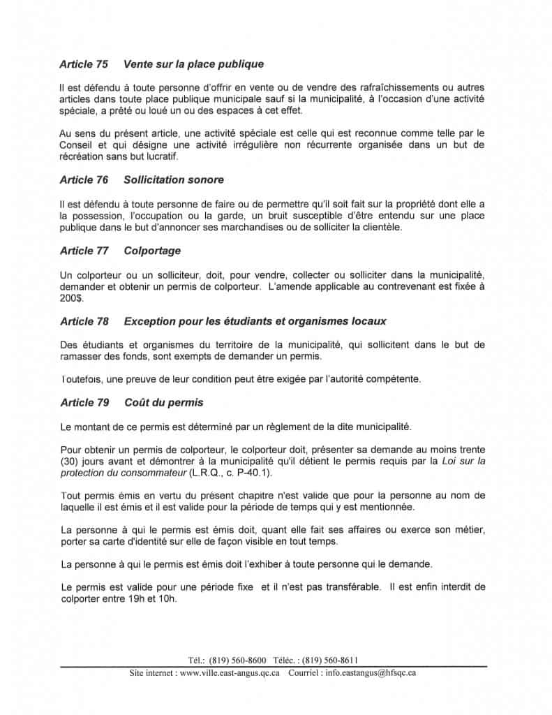 Permis de colportage emis-