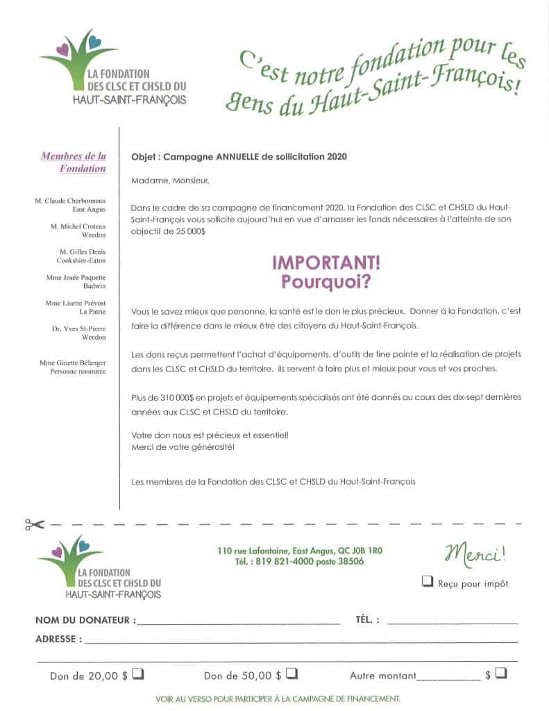 Campagne ANNUELLE de sollicitation 2020