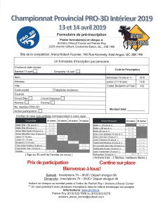 Championnat provincial Pro-3D intérieur 2019 à East Angus