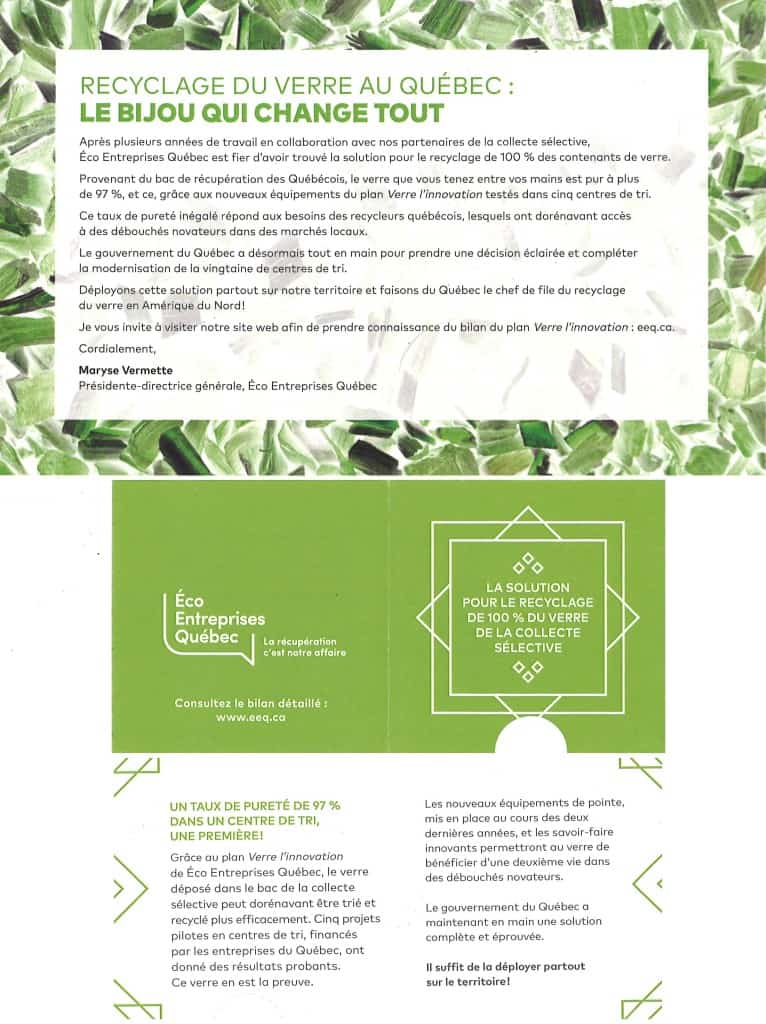 Explication sur le recyclage du verre