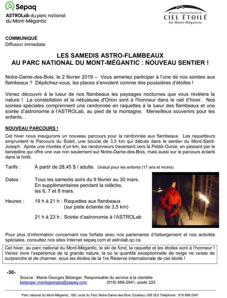 Les samedis astro-flambeaux