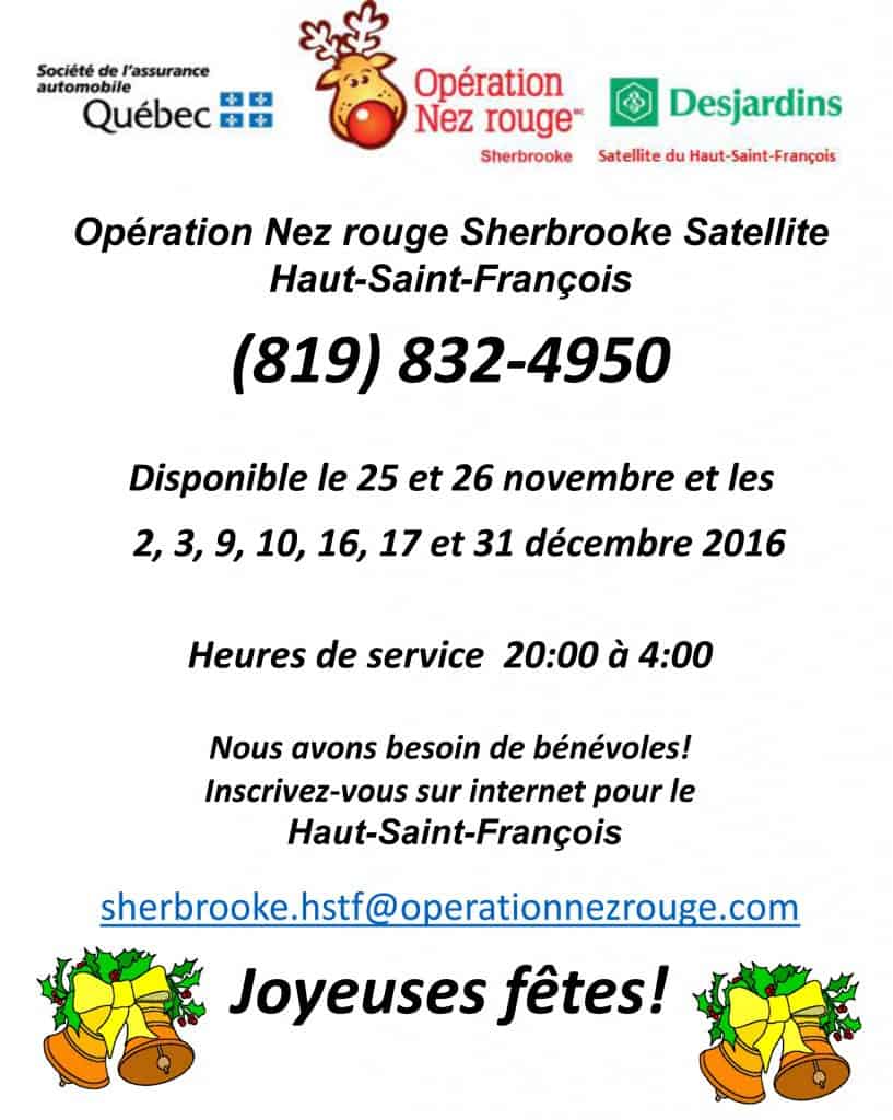 Opération Nez rouge Sherbrooke Satellite Haut
