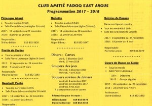 Programmation Club amitié 2018-