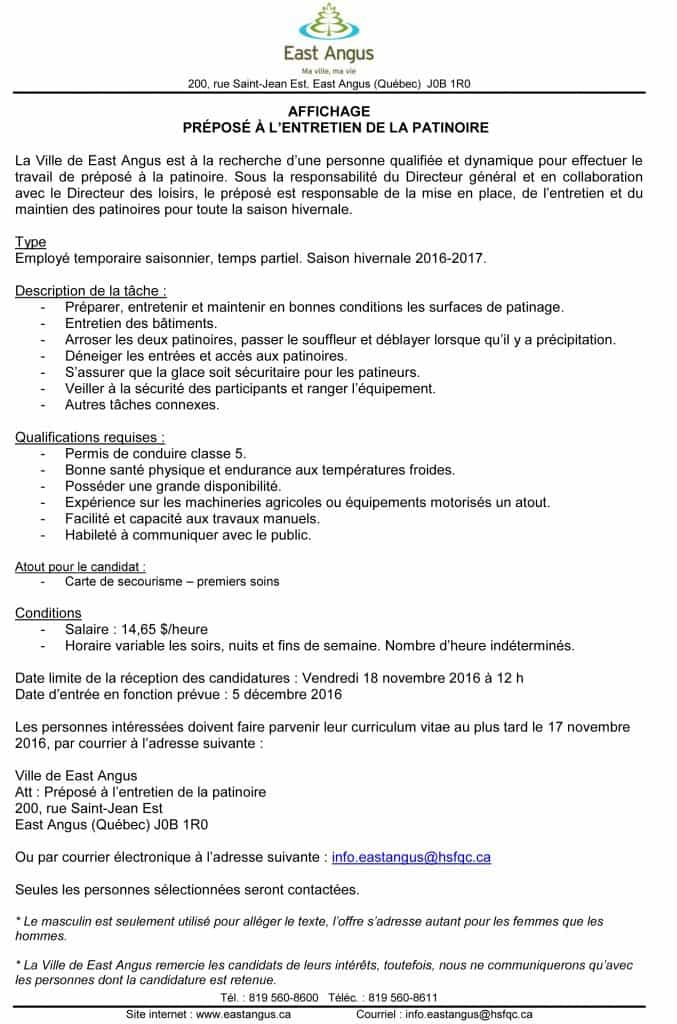 Préposé à l'entretien de la patinoire