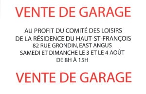 Vente de garage - 3-4 août 2019